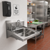 Thumbnail image #3 for BK Resources ADA Wall-Mounted Hand Sink with Faucet, Soap Dispenser, and Drain, 16 x 14 Inches