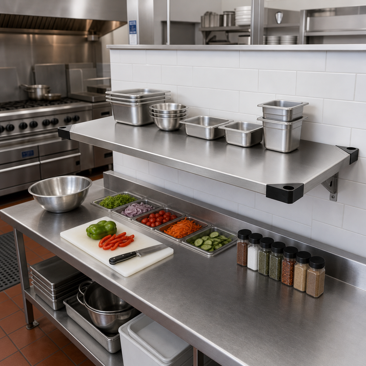 Product image #2 for Solid Stainless Steel Commercial Shelf, 60 x 18 Inches, 450 lb Capacity