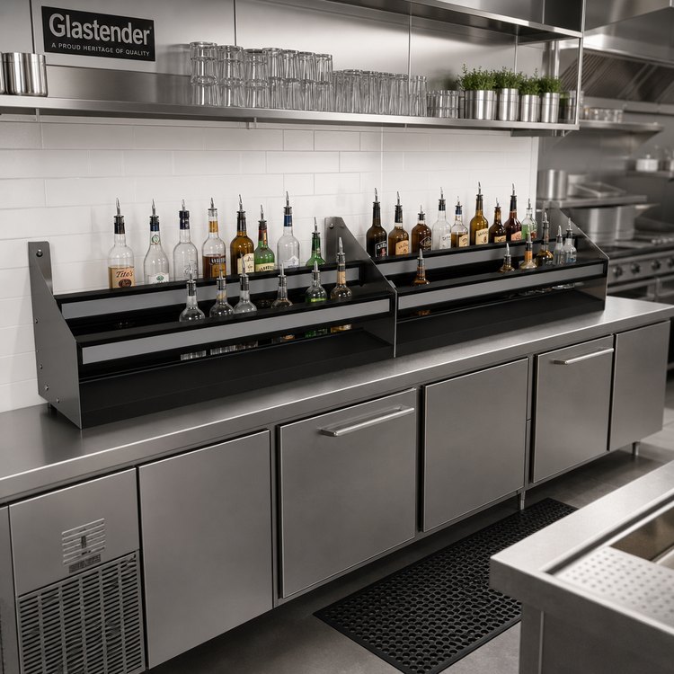 Product image #2 for Glastender DSR-56 Double 56-Inch Stainless Steel Speed Rail with Open Step-and-Rail Design