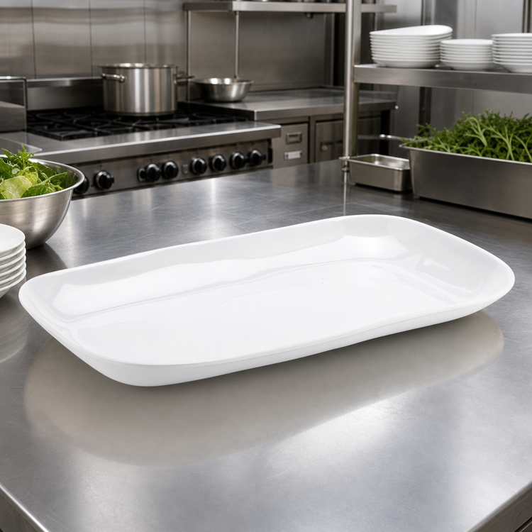 Product image #2 for American Metalcraft Crave Collection Break-Resistant 21 Inch Rectangular Melamine Serving Platter, Cloud White