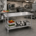 Thumbnail image #2 for Advance Tabco 72 Inch x 36 Inch 16 Gauge 304 Stainless Steel Work Table with Adjustable Undershelf