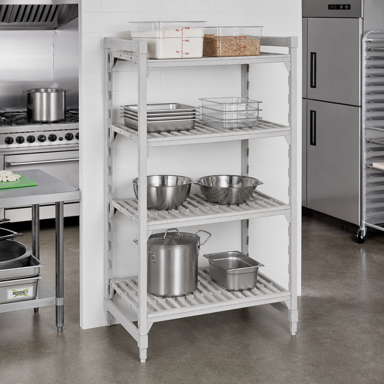 Product image #3 for Cambro Camshelving Premium 4-Shelf Vented Stationary Starter Unit, 18 x 30 x 72 Inches, Speckled Gray
