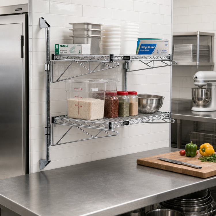 Product image #2 for Quantum Cantilever Double Shelf Wall-Mount Shelving Unit, 30 x 24 Inches