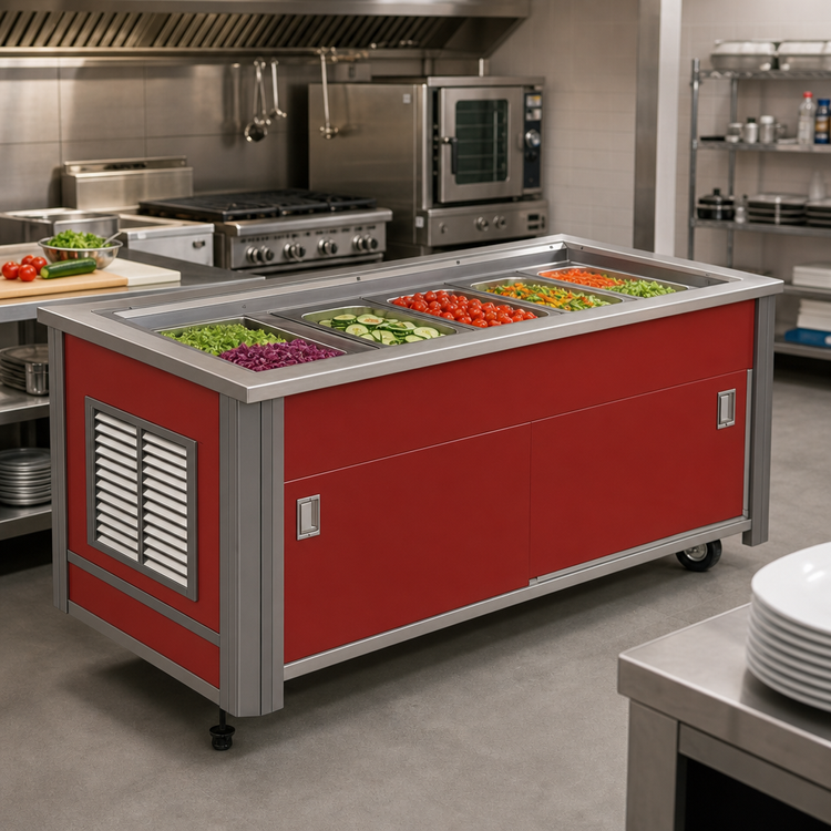 Product image #2 for Atlas Metal BLC-6-RM-BU 6-Pan Mobile Refrigerated Cold Food Serving Counter