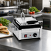 Thumbnail image #2 for Eurodib Small Single Commercial Panini Press with Ribbed Cast Iron Plates, 10 x 10 Inches, 120V