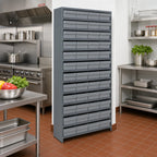 Thumbnail image #2 for Quantum CL1875-606 Closed Heavy-Duty Stationary Wire Shelving Unit, 13 Shelves, 48 Bins, Galvanized Steel, 36 x 18 x 75 Inches