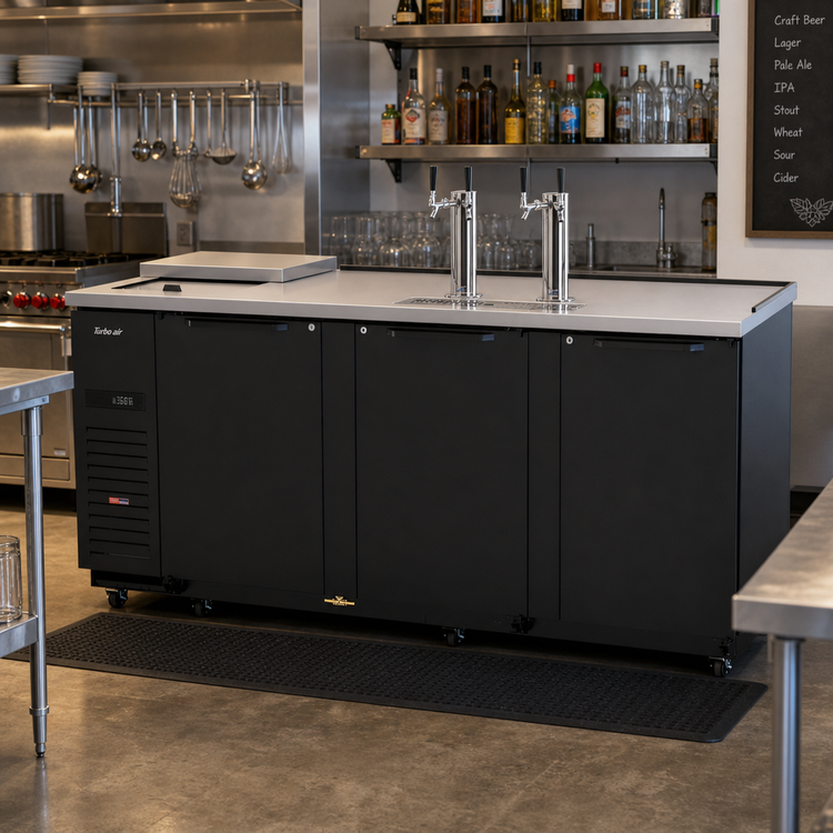 Product image #2 for Turbo Air Super Deluxe Club Top 4 Half-Barrel Beer Dispenser with 2 Double-Faucet Beer Towers