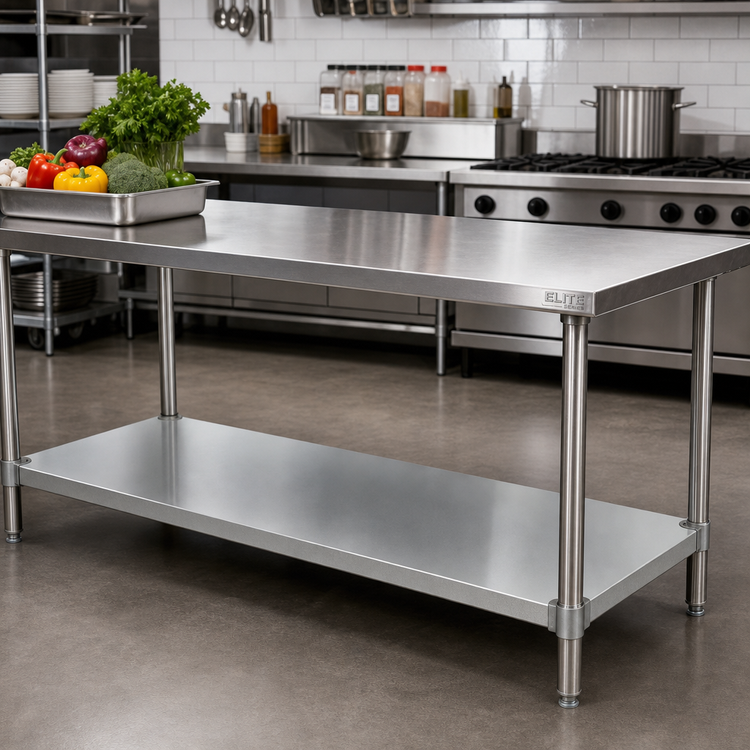 Product image #2 for Elite Series 72 x 30 Inch Galvanized Work Table Undershelf