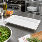 Thumbnail image #2 for American Metalcraft Endurance MEL19 White Melamine Rectangular Platter, 14-1/4 x 7-1/2 x 1-1/2 Inches Case of 12