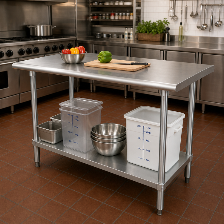 Product image #2 for Advance Tabco Special Value Series 72" x 36" Flat Top Stainless Steel Work Table with Adjustable Undershelf