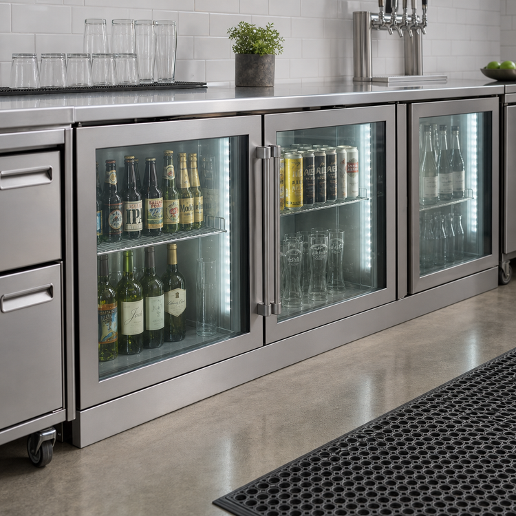 Product image #2 for 52-Inch Stainless Steel Front Kick Plate for Back Bar Coolers