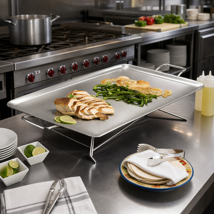 Product image #2 for American Metalcraft Rectangular X-Leg Stainless Steel Griddle Stand
