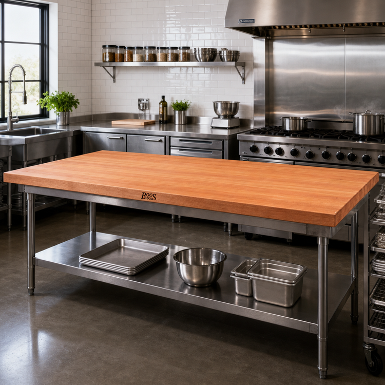 Product image #2 for Boos Block 72" x 38" x 2-1/4" Edge Grain Cherry Kitchen Countertop, Varnique Finish