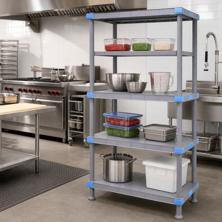 Product image #2 for Quantum Millenia 42"W x 18"D x 62"H 4-Shelf Solid Polymer Stationary Starter Shelving Unit