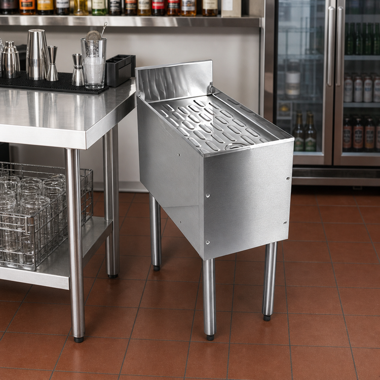 Product image #2 for CHOICE 42-Inch Freestanding Stainless Steel Underbar Drainboard, 24-Inch Deep