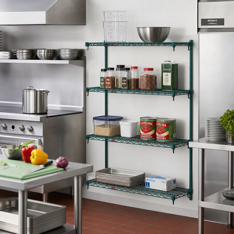 Product image #3 for Metro Super Erecta Super Adjustable Add-On Wire Shelving Unit, 30"W x 18"D x 63"H, 4 Shelves, Metroseal 3 Green