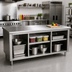Thumbnail image #2 for Advance Tabco 84 Inch x 36 Inch Flat Top 14 Gauge 304 Stainless Steel Work Table with Open Front Cabinet Base