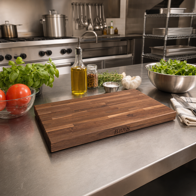 Product image #2 for Boos Block American Black Walnut Blended Edge Grain Kitchen Countertop, 18 x 25 x 1-1/2 Inch Thick, Varnique Finish