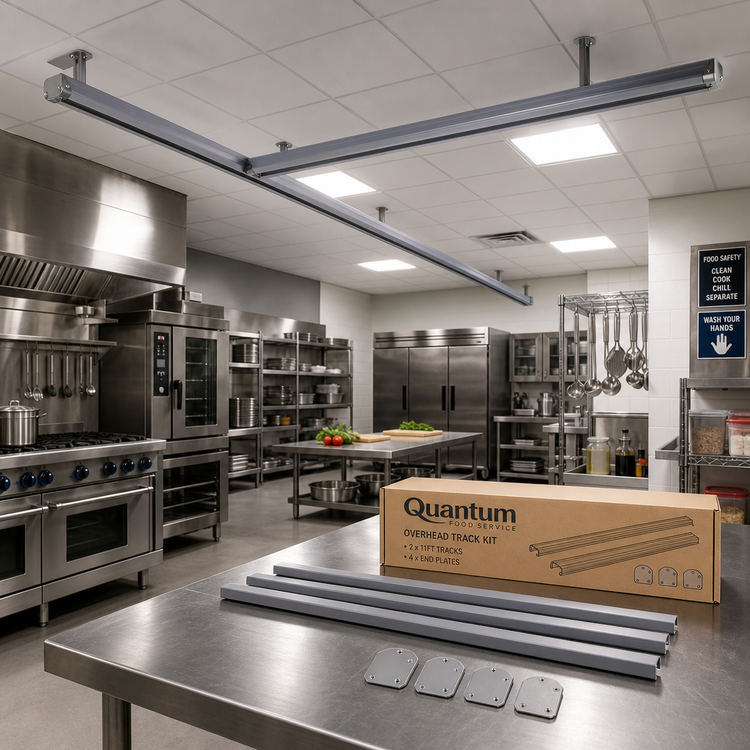 Product image #2 for Quantum Overhead Track Kit with 2 Eleven-Foot Tracks and 4 End Plates, Aluminum