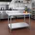 Thumbnail image #2 for Advance Tabco KMG-304 48-Inch x 30-Inch 16-Gauge 304 Stainless Steel Work Table with 5-Inch Backsplash and Galvanized Undershelf