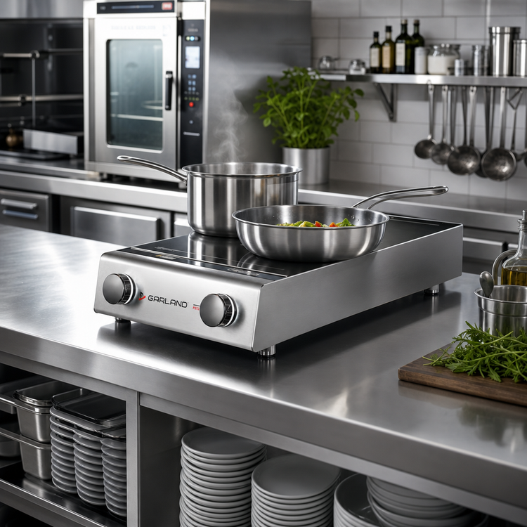 Product image #2 for Garland Instinct Dual Hob 2-Burner Countertop Induction Cooktop, Rotary Control, Stainless Steel