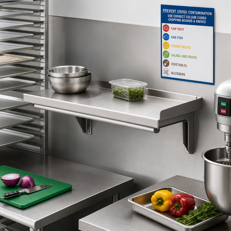 Product image #2 for Eagle Snap-n-Slide Wall-Mounted Stainless Steel Shelf, 24 x 12 Inches, Rolled Front Edge