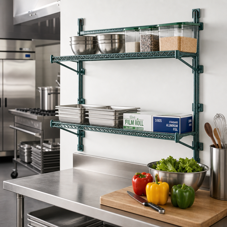 Product image #2 for Eagle Group Valu-Gard Green Epoxy Adjustable Post Wire Wall Mount End Unit Kit for 18-Inch Shelves, 33-Inch Posts