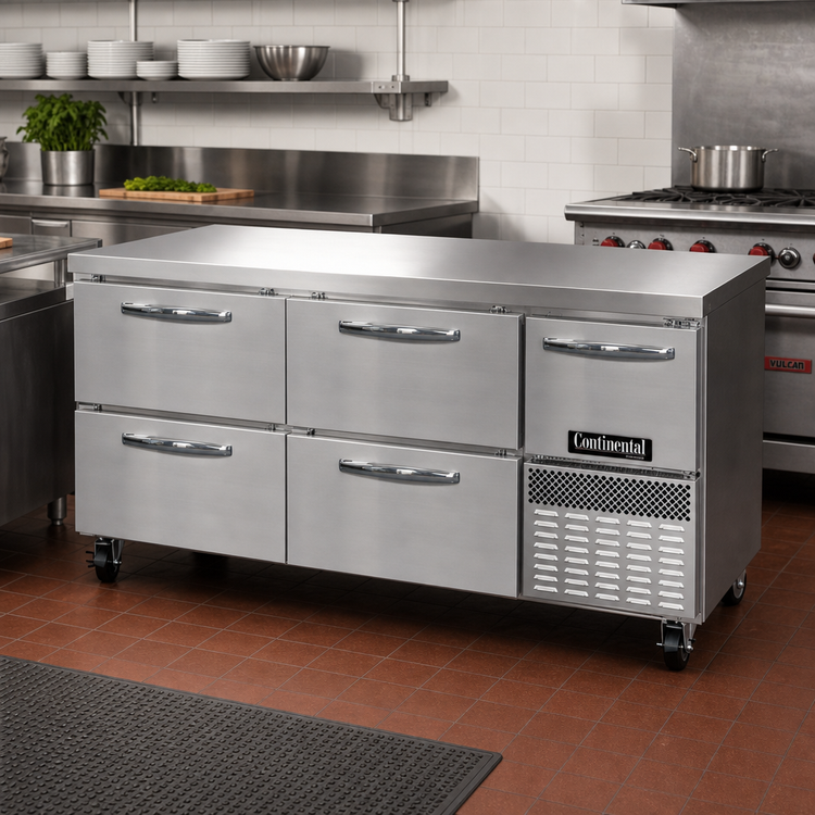 Product image #2 for Continental Refrigerator FA68N-D 68" 4-Drawer 1-Door Worktop Freezer with Stainless Steel Top