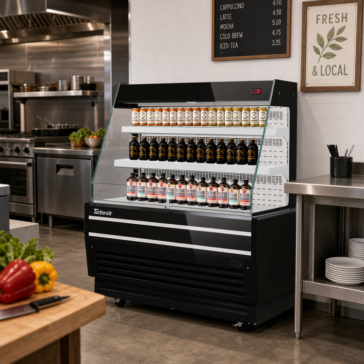 Product image #3 for Turbo Air Low-Profile Horizontal Open-Air Cooler Display Case, 48-7/8 Inch Wide, 5.7 Cu. Ft., Self-Contained Refrigeration