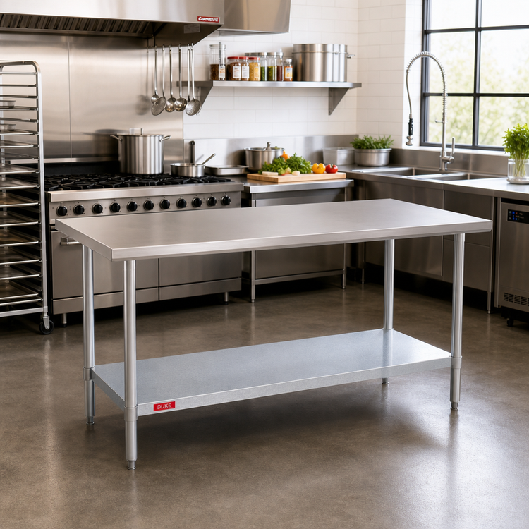 Product image #2 for Duke Stainless Steel Work Table with Galvanized Undershelf, 72 x 36 x 36 Inches