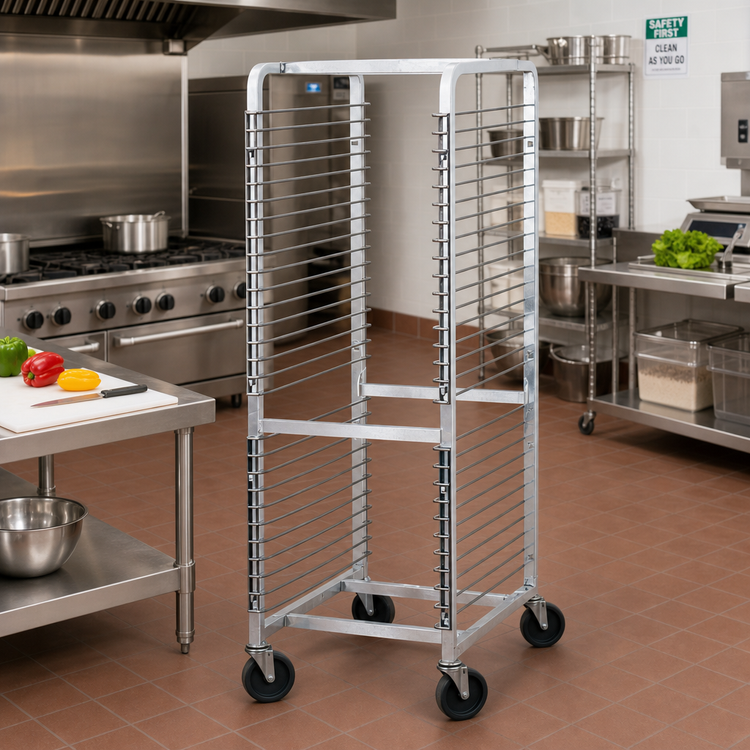 Product image #2 for Advance Tabco Front Load Aluminum Wire Pan Rack with 36-Pan Capacity and 5-Inch Casters