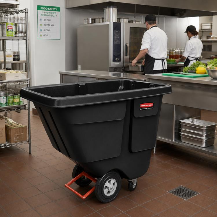 Product image #2 for Rubbermaid Commercial Products Rotational Molded Utility Duty Tilt Truck Trash Cart, 1/2 Cubic Yard, 450 lb Capacity, Black