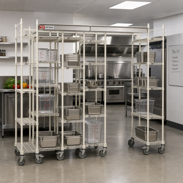 Product image #2 for Metro TOP-TRACK Super Erecta 21-Inch Wide Mobile Track Shelving Unit Kit with Metroseal 3 Epoxy-Coated Posts