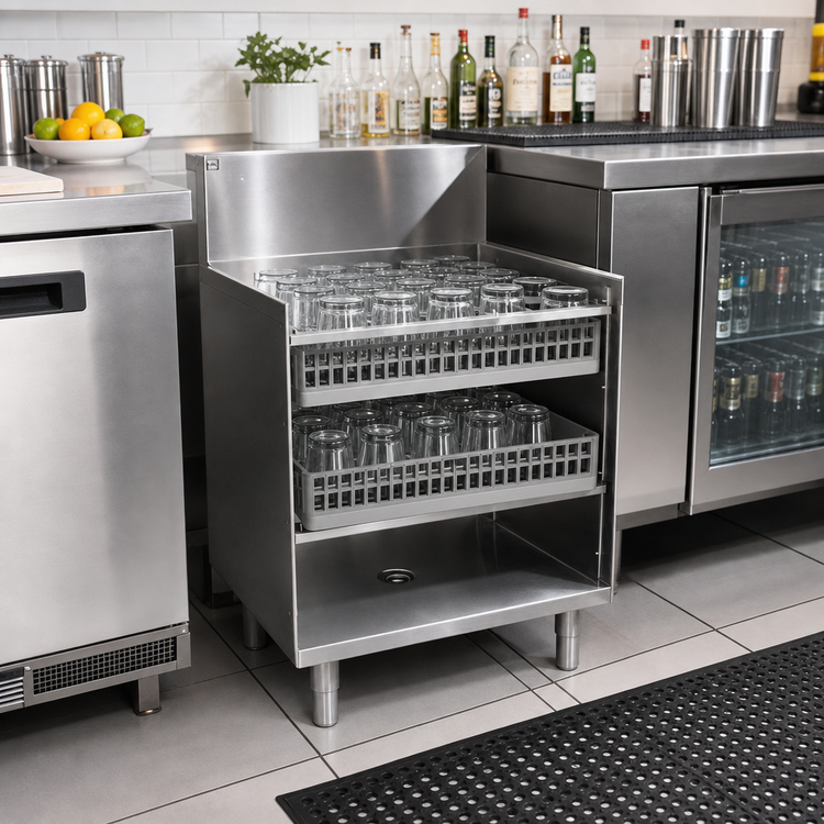 Product image #2 for Eagle Spec-Bar GR18-19 18" x 19" Underbar Glass Rack Storage Unit, Open Front Base, 304 Stainless Steel