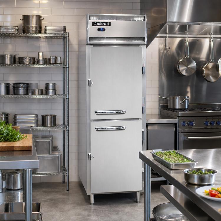Product image #2 for Continental Designer Line D1FSNHD One-Section Shallow Depth Half-Door Reach-In Freezer