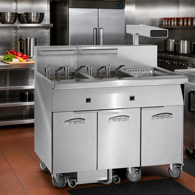 Product image #2 for Imperial Electric Floor Model 5-Tank Fryer with Built-In Filter System and Dump Station