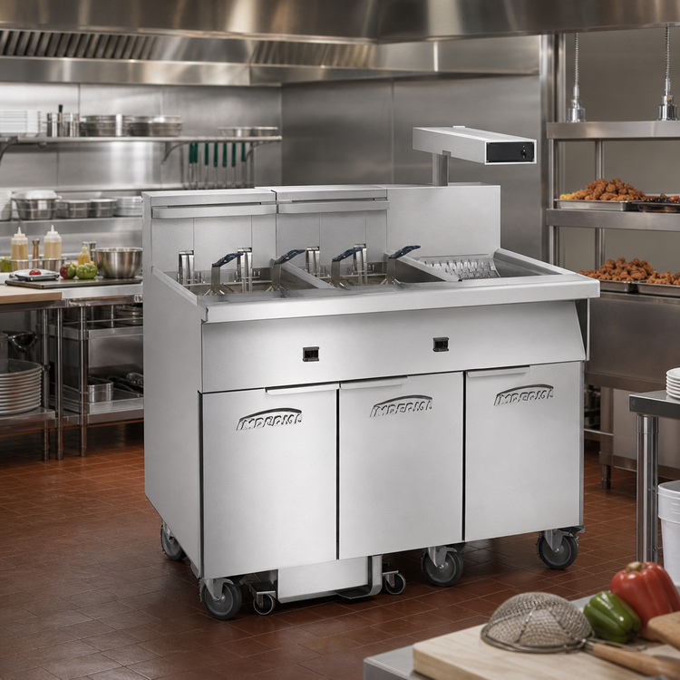 Product image #2 for Imperial Electric Floor Model 5-Tank Fryer with Built-In Filter System and Dump Station
