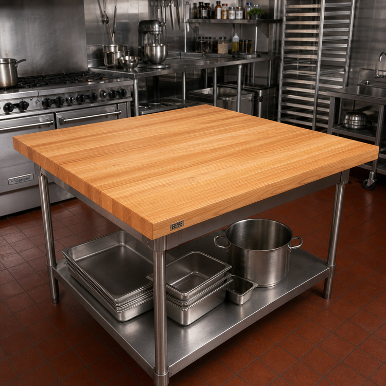 Product image #2 for John Boos Appalachian 48" x 48" Edge Grain Red Oak Island Countertop with Varnique Finish
