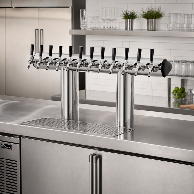 Product image #2 for Perlick Winged Bridge Countertop Glycol-Cooled Draft Tower, 12 Faucets, Stainless Steel