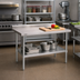 Thumbnail image #2 for John Boos Stallion Economy Stainless Steel Work Table, 48 x 30 Inches, 5-Inch Backsplash, Galvanized Base