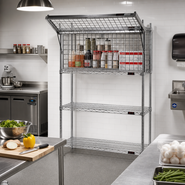 Product image #2 for Eagle Group Chrome Security Enclosure Kit with Flip-Up Door, 48W x 24D