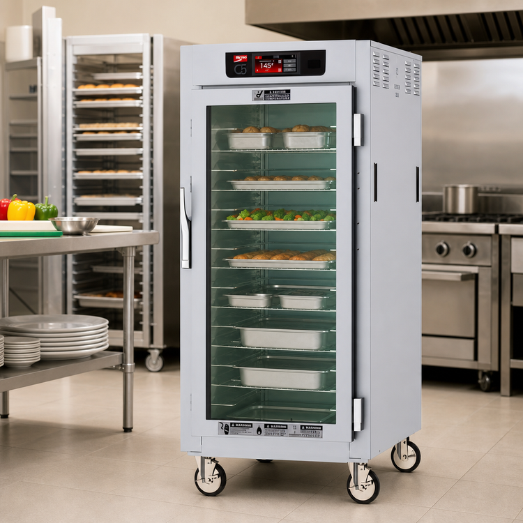 Product image #2 for Metro C5 8 Series Controlled Temperature Heated Holding Cabinet, 3/4 Height, Double-Pane Glass Doors, Universal Wire Slides, Mobile