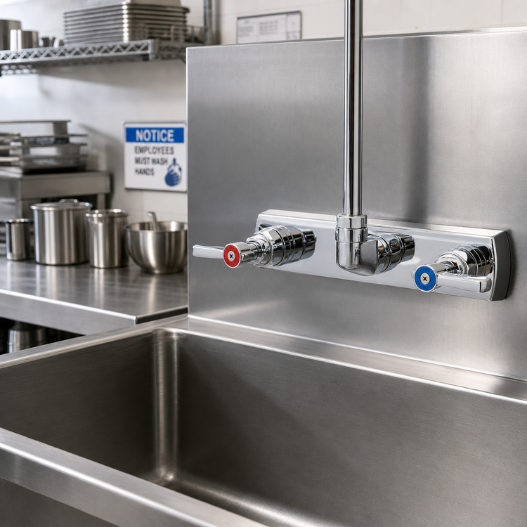 Product image #2 for BK Resources OptiFlow Heavy Duty Pre-Rinse Faucet Body, 8-Inch Centers, Splash-Mounted, No Spout
