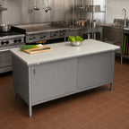 Thumbnail image #2 for John Boos EBSP3-3060 60 x 30 Inch Poly Top Work Table with Stainless Steel Sliding-Door Cabinet Base