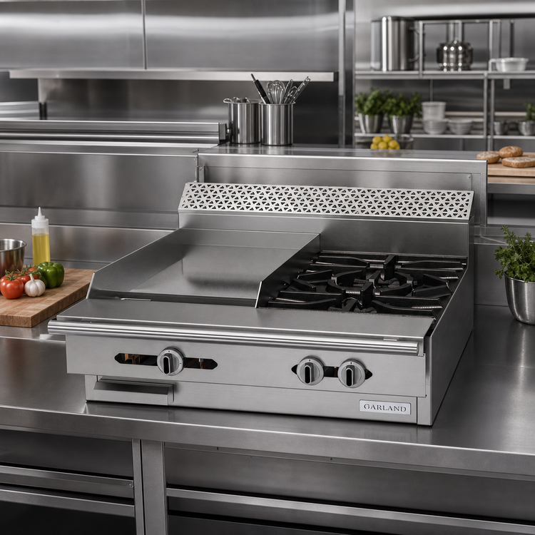 Product image #2 for Garland Cuisine C36-4M 36-Inch Heavy Duty Natural Gas Modular Top Range with 2 Open Burners Right and 18-Inch Griddle Left