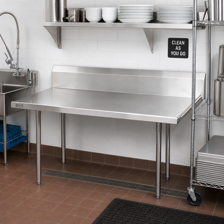 Product image #2 for John Boos Clean Straight Right-To-Left Dish Table, 60 x 30 Inches, 18 Gauge Stainless Steel