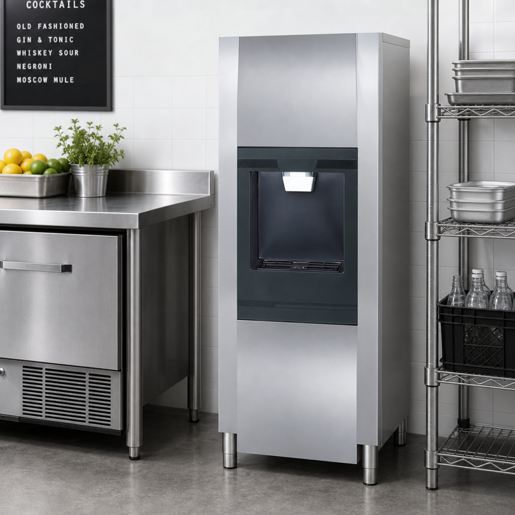 Product image #2 for Hotel Style Floor Model Ice Dispenser, 128 lb Storage Capacity, 22 Inch Wide