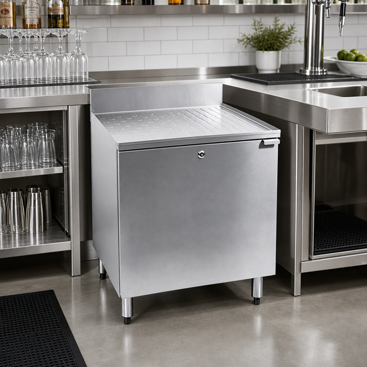 Product image #2 for CHOICE 24-Inch W x 24-Inch D Underbar Stainless Steel Drainboard Cabinet with Hinged Door and Enclosed Cabinet Base