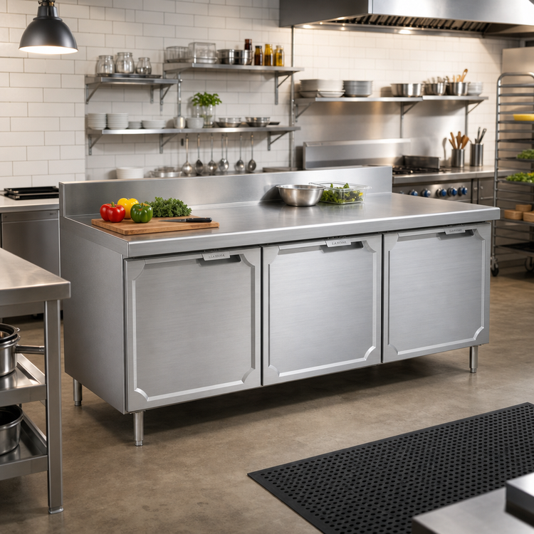 Product image #2 for La Rosa Refrigeration 66-Inch 3-Section Remote Worktop Freezer Base with Doors