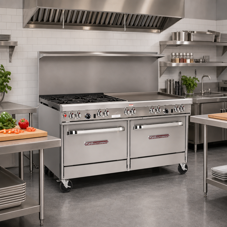 Product image #2 for Southbend Ultimate 60-Inch Gas Restaurant Range with 2 Open Burners, 48-Inch Griddle and 2 Standard Ovens